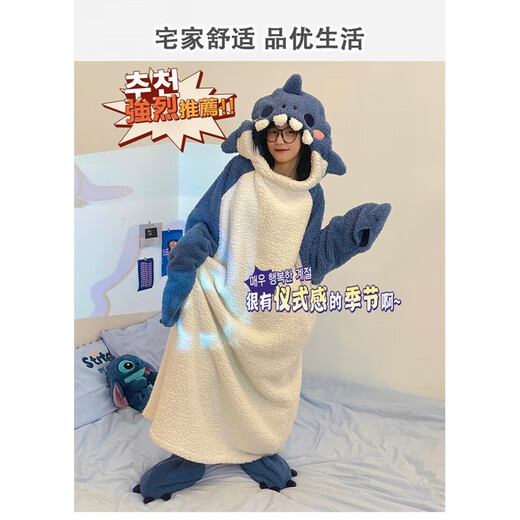 圣诞老人睡衣女圣诞老人睡衣连体冬季女珊瑚绒加厚本命年红色睡袍 4840单独睡袍 M