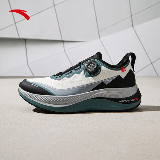 ANTA's outstanding non-slip support shock-absorbing knob running shoes men's new spring running shoes Papery White/Basic Black/Twilight Gray-1 40.5