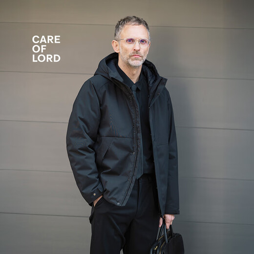 CARE OF LORD Explorer Series Gold Label Primaloft Men's Winter Heavy Hooded Cotton Jacket 8616 Black 2XL