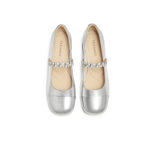 Tianmeiyi Chaussures Chaussures pour femmes Mall Talon épais Français rétro Single chaussures Mary Zhen Shoes Spring and Automn Style BJ761CQ4 Silver 36