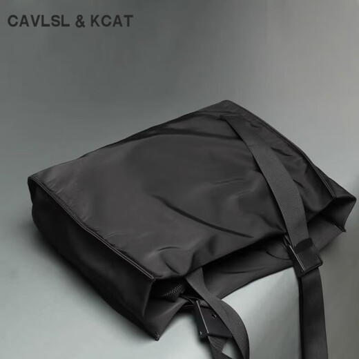 CavlslKcat tote bag men's handbag large capacity casual shoulder crossbody bag trendy fashion tote bag commuter men's bag black hand strap adjustable 39*12*34cm