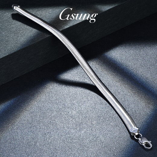 GsunG platinum bracelet PT950 men's pure platinum snake bone chain, personalized retro domineering hollow flat snake chain, can be customized and supports customization of different lengths and weights.