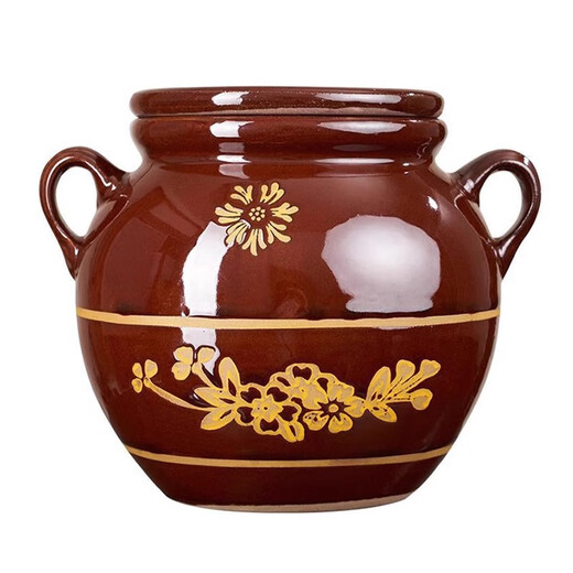 Yue Yi lard jar household oil jar ceramic jar with lid kitchen high temperature resistant earthenware old-fashioned earthenware jar chili oil jar oil cylinder 4Jin Jin is equal to 0.5 kg water oil tank