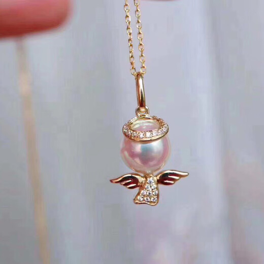 Fat Donglai same style pearl pendant accessories angel DIY925 silver empty support gold concealer necklace pendant for women with round beads gold pendant empty support does not include beads or chain