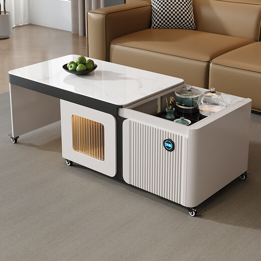 Ruixinju (ruixinju) lifting telescopic slate mobile coffee table tea table living room modern simple coffee table dual-purpose kettle integrated 1 meter - 1.43 meters telescopic lifting coffee table