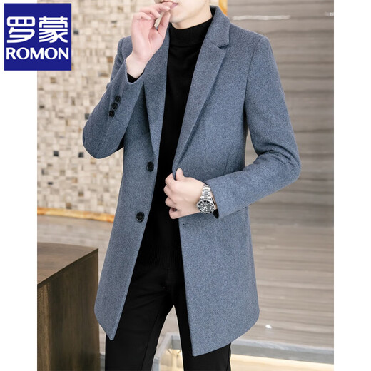 Romon High-End-Wollmantel Wollschichtmantel mit mittlerer Länge koreanischer Art schlanker Herbst und Winter verdickter lässiger 881 Verdickter schwarz 2xl