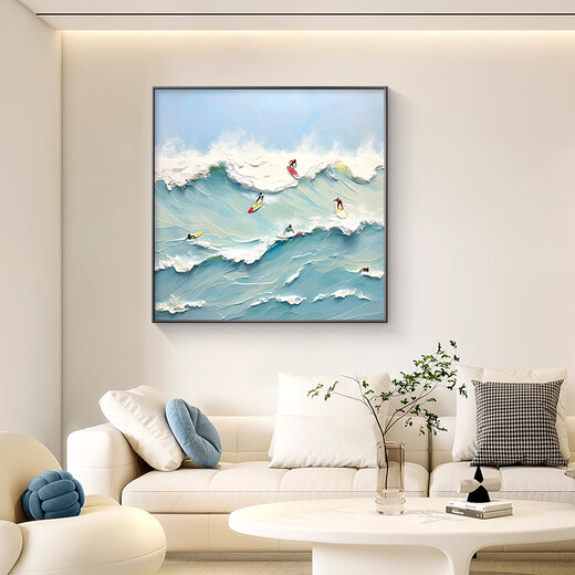 好久不见大海冲浪玄关装饰画客厅抽象背景墙挂画奶油风海浪摆画