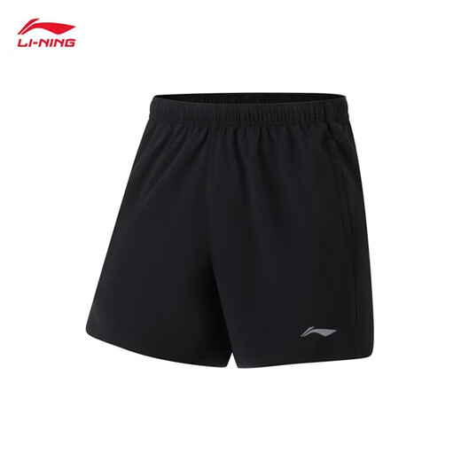 Li Ning Краткие спортивные штаны для мужчин 2024 Новая дышащая ткань Твердое цветовое спорт и повседневные шорты AKSU679 Black (679-1) 3XL 190