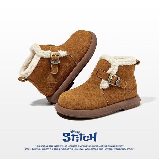 Disney children's shoes girls winter plus plush fur shoes warm Birkenstock shoes children's snow boots DST1026 brown size 29