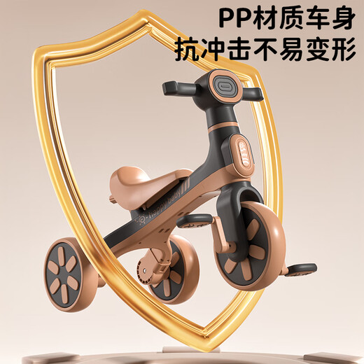 麦格萌儿童平衡车三轮车脚踏车1-3-6岁宝宝婴儿手推车三合一学步车 三合一粉 【灯光音乐+防侧翻】 小孩遛娃可推行多功能平衡车