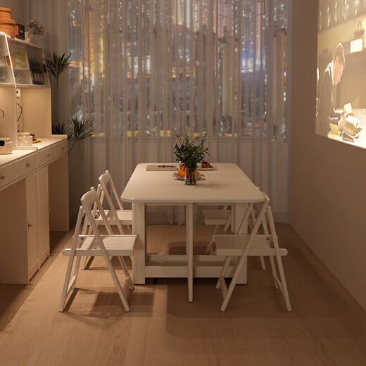 Isabel slate dining table and sideboard integrated wall cabinet modern minimalist living room storage cabinet household folding dining table cabinet 1.2m cabinet + 1.4m table + plate + socket white