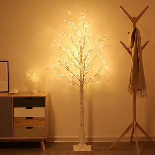 Rongyu LED light-emitting tree firefly lamp room forest decoration Nordic style romantic arrangement white birch tree lamp floor-standing 1.8 meters 1.5 meters white birch tree lamp (96 USB always on Nordic style decorative tree