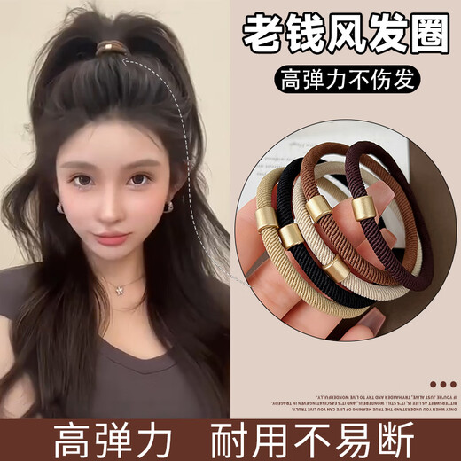 Danqin high ponytail hair rope for girls 2025 new style rubber band to tie hair, high elasticity and durable hair ring, adult hair rope leather case, old money style hair rope (10 mixed colors)