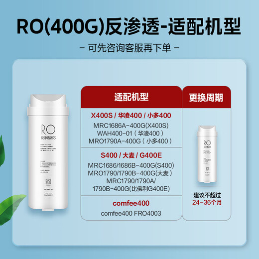 Midea Midea water purifier filter element - suitable for X400S, MRO1790B-400G barley, S400 Xiaoduo 400-S1 set - PAC+RO400G+C2