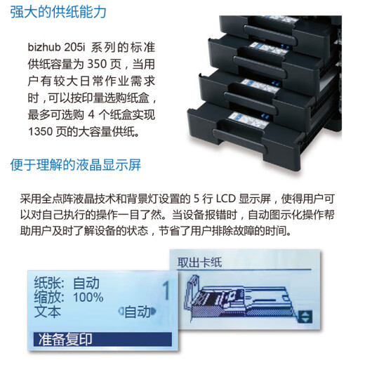 柯尼卡美能达 6180en 205i 215i 225i A3打印机复印机办公黑白激光网络大型商用 215i标配（21页速度+自动双面打印） 4，标配+双面打印+输稿器+底柜（粉丝推荐）