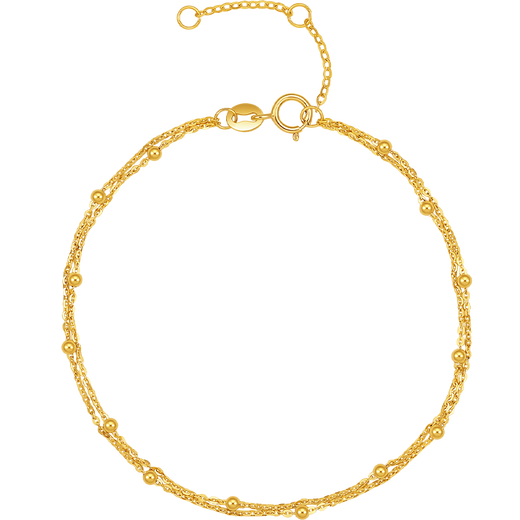 Saturday Fortune Yellow 18K Gold Simple Double Chain Color Gold Bracelet Birthday Gift C0713087 16+3cm
