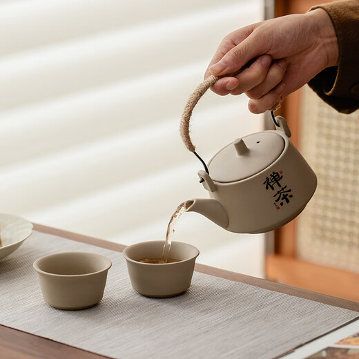 Small set dormitory home coarse ceramic nostalgic Kung Fu tea set one pot two cups tea-making teapot kettle one pot two cups