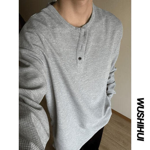 SI Ruilin Henry Camisa Henga larga Fincy Grey Grey Autumn New Camiseta Versátil Versátil Camiseta retro Retro Deportes Top White L [110-140Jin [Jin iguala 0.5 kg]]]