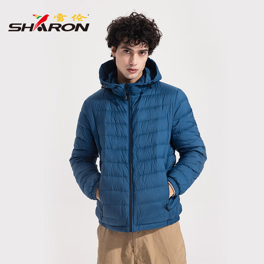 雪伦轻薄红色羽绒服男本命年连帽通勤商务风秋冬外套轻暖13661 松茶绿 XL