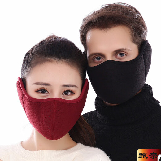 HengTravler冬季成人户外摩托车防寒防风摇粒绒保暖口罩耳罩面罩情侣口罩 A608(迷彩)男女