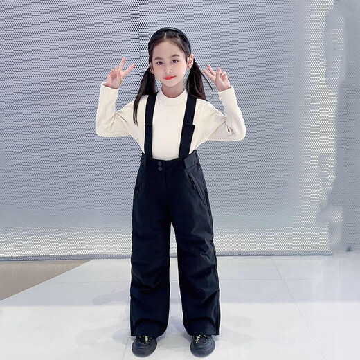 RAWRWAR New Boys and Girls Bib Ski Pants Padded and Thickened Double Snowboard Equipment Padded and Thickened Ski Pants 635 Black (Same Style for Men and Women) 3XL 160