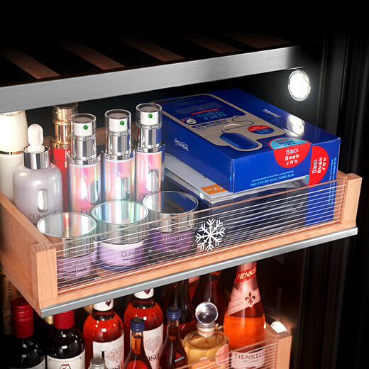 PULADI Frequency Converter Double Door Red Wine Cabinet Constant Temperature Double Door Double Temperature Wine Cabinet Home Living Room Refrigerator Office Tea Villa Liquor Beverage Commercial Fresh-keeping Display Cabinet Embedded Ultra-Thin Frequency Converter Double Door-1.88 Meters High-Ice Bar Style 414L