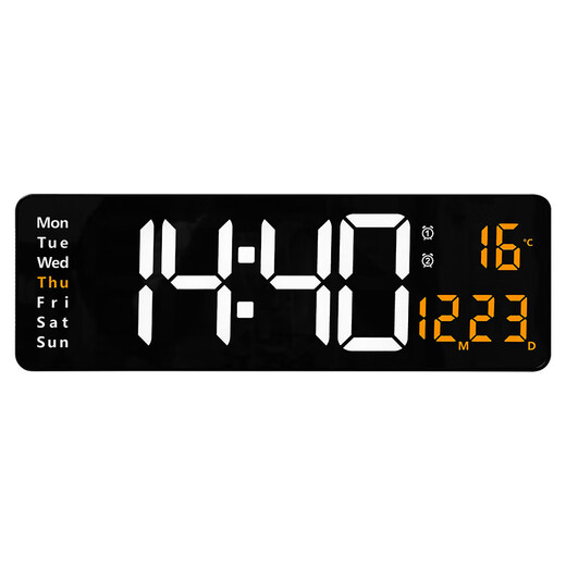 Clcey 16 pouces de fonction d'écran Affichage horloge nordique Corloge numérique Nordique Corloge murale simple Affichage de température murale LED (13 pouces) 6629 Green Light