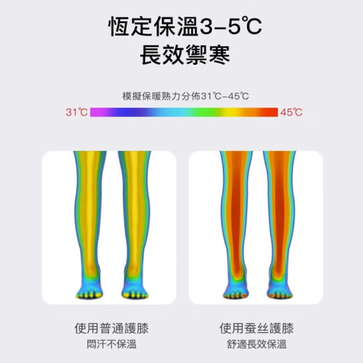ZEAMO【日本品牌】蚕丝护膝保暖防寒发热男士老寒腿关节炎四季防滑护套 2只装 L(适合体重110-160斤)