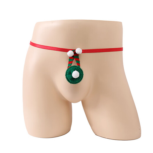 Ai Ruru men's sexy underwear men's elastic underwear Christmas new style European and American men's sexy underwear thong 2 dark green one size