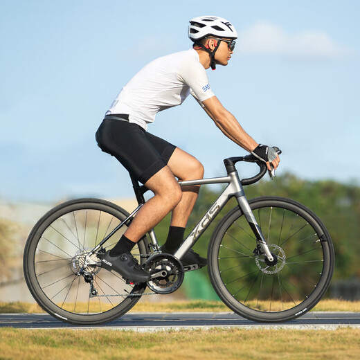 Xidesheng (XDS) Bicicleta de carretera RS360 SHIMANO DISCO DE ACELO DE ACELA DE 16 VELADAS Tambre de tambor Velocidad de la rueda de la rueda para adultos Silver negro 48 cm
