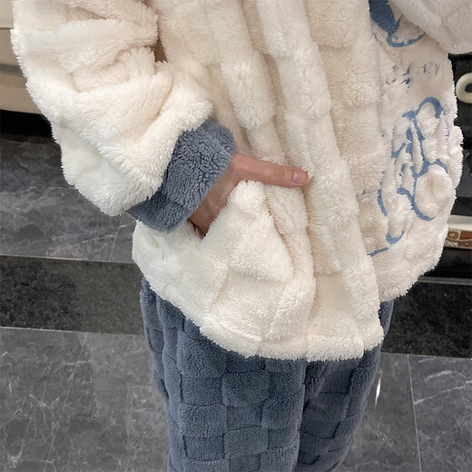 Pajama de yalu para mujeres en otoño e invierno Velvet Velvet Flannel Engrosado Lindo Conejo Azul Estudiante Traje de Spring Internet Celebración de la celebridad Myq 3271 Blue Rabbit M