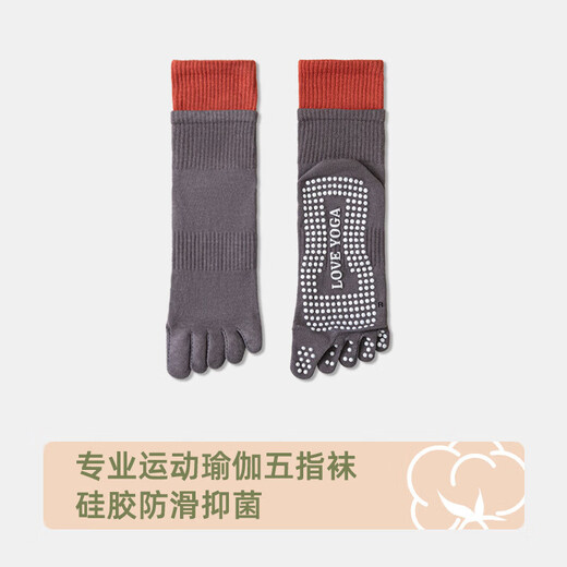 LULUUVTTOH Yoga Socks Women's Non-Slip Socks Pure Cotton Toe Socks Pilates Split Toe Socks Women's Indoor Fitness Mid-Tube Socks Gray One Size