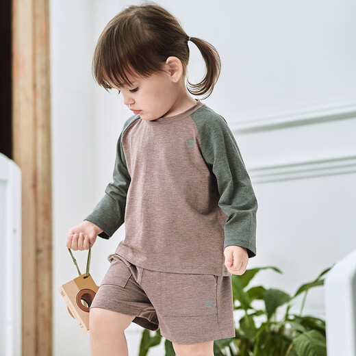 Diseños de nidos para bebés ropa casera para niños de primavera y otoño de primavera y otoño pajama de ragamas y niñas camisetas bayas de algodón de bambú de bambú (camiseta de manga larga delgada) 90 (altura recomendada 80-92cm)