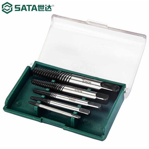 世达（SATA）高强度细牙断丝取出器三角阀型取断丝组套 5pcs 09704