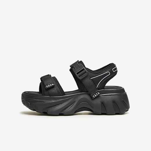 Tata Casual Dicke Sohle Sandalen Frauenschuhe weiche Sohle Strand Sandalen Sommer WL701BL4 Schwarz 39