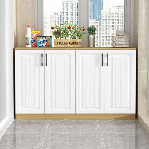 Bantujiang balcony cabinet storage locker home living room large capacity shoe cabinet storage cabinet one-in-one two-in-one cabinet four doors three layers 140*50*100cm