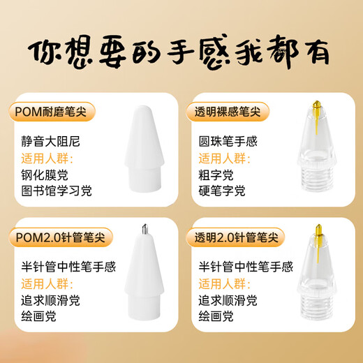 KOVOL【美国】1：1精细打造丨适用Apple Pencil一 二代专用替换笔尖苹果ipad笔笔头手写触控笔配件4个装