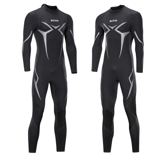 ZCCO new wetsuit one-piece men's 3mm warm and super elastic wear-resistant wet suit cold-proof wetsuit winter swimming suit SCR black 2XL