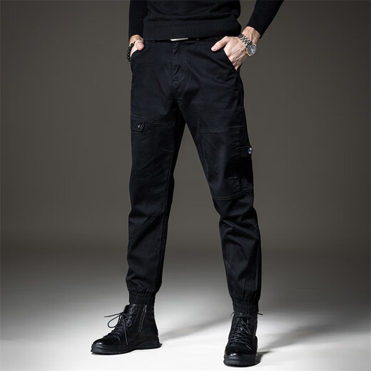 Luo Meng 2025 Sommer High-End-Arbeitskleidung Freizeithosen Herren dünne Hosen Herren lose große Größe trendige Marke Harem gerade Leggings schwarz normale 2XL-Größe (geeignet für 160-175 Jin Jin entspricht 0,5 kg)