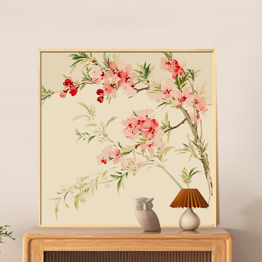 Begonia flowers digital oil painting Chinese style flower digital oil painting DIY fill color hand-painted peony begonia qx15903 [hibiscus flower] 60*60cm thick solid wood inner frame x highlight pigment