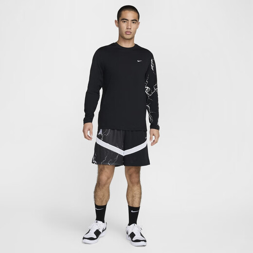 Nike (NIKE) oficial JA Morant camiseta de baloncesto de manga larga de secado rápido con protección solar para hombre verano HJ3892 010 negro/blanco XL