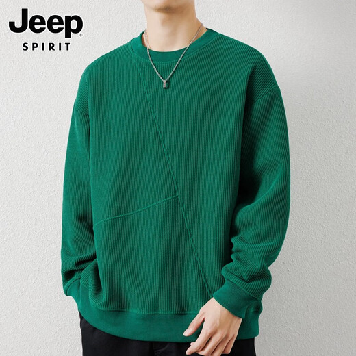 
JEEP SPIRIT Jeep Sweater Men's Autumn and Winter Trendy All-match Casual Top Lazy Style Round Neck Long Sleeve Shirt Men 683 Khaki XL [140-155Jin [Jin equals 0.5 kg]]