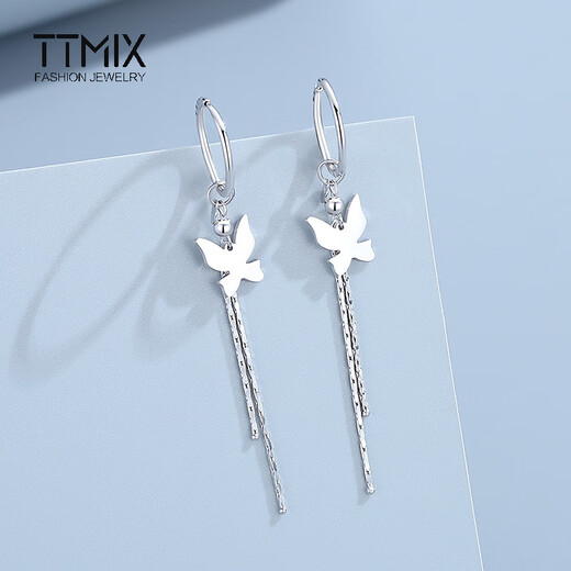 TTMIX platinum earrings for women platinum pt950 tassel butterfly earrings temperament long earrings for girlfriend weight 3.5-3.7g