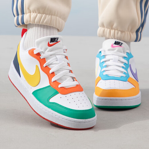 耐克（NIKE）【潮】女鞋板鞋Court Borough低帮轻便透气防滑耐磨运动休闲鞋子 FQ8373-902 (白紫) 38.5