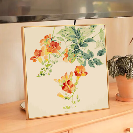 Begonia flowers digital oil painting Chinese style flower digital oil painting DIY fill color hand-painted peony begonia qx15903 [hibiscus flower] 60*60cm thick solid wood inner frame x highlight pigment