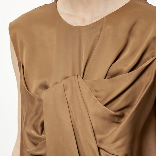 JNBY/Jiangnan cloth spring and summer dress for women with loose sleeveless splicing casual elegant skirt 5N6G13590 263/British khaki L