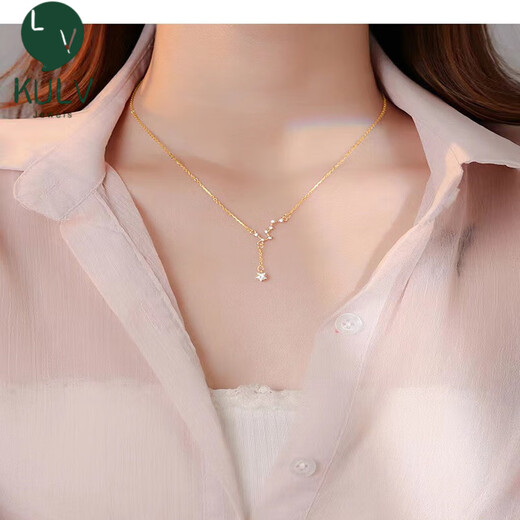 Fat Donglai same style new platinum pendant pt950 necklace women's light luxury niche platinum clavicle chain 2023 gift Big Dipper platinum necklace/rose gold