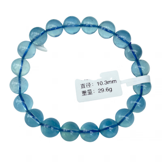 GUIG海蓝宝手串巴西天l然冰种透体手链魔鬼蓝男女款一物一图礼物 CD9928