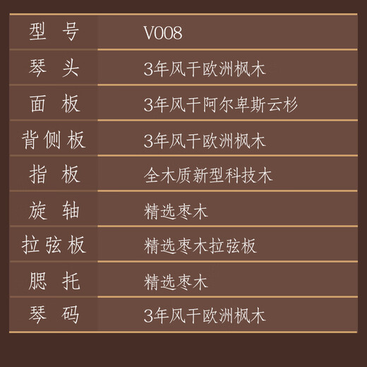 木棉花V008小提琴初学者儿童成人练习考级手工实木专业级 V008经典畅销款【推荐】 1/2 身高135cm左右适用