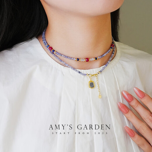 Henglijia Amy Garden Amy sGarden Wushuanghua Natural Tanzanite Millet Bead Necklace Women's Stacking Bracelet Wushuanghua Necklace